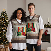 Juneteenth American Leader Inspiration V-Neck Knit Sweater Vest 1865 American Heritage Gift