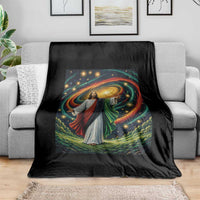 Black Jesus Juneteenth Throw Blanket African American Christian Pride