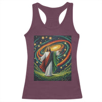 Black Jesus Juneteenth Racerback Tank Top African American Christian Pride
