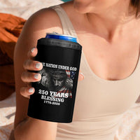 One Nation Under God 250th Anniversary 4 in 1 Can Cooler Tumbler American Patriotic Faith