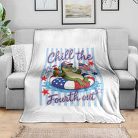 Funny Patriotic Alligator Throw Blanket Chill The Fourth Out