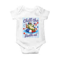 Funny Patriotic Alligator Baby Onesie Chill The Fourth Out