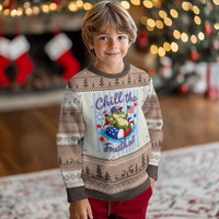 Funny Patriotic Alligator Ugly Christmas Sweater Chill The Fourth Out