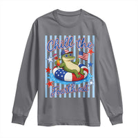 Funny Patriotic Alligator Long Sleeve Shirt Chill The Fourth Out