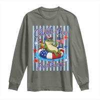 Funny Patriotic Alligator Long Sleeve Shirt Chill The Fourth Out
