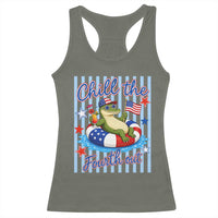 Funny Patriotic Alligator Racerback Tank Top Chill The Fourth Out
