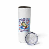 Funny Patriotic Alligator Skinny Tumbler Chill The Fourth Out