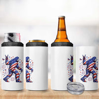 Funny Patriotic Bigfoot 4 in 1 Can Cooler Tumbler 4th Of July Freedom