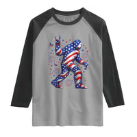 Funny Patriotic Bigfoot Raglan Shirt 4th Of July Freedom