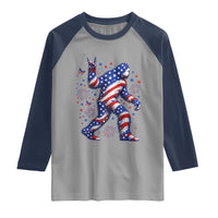 Funny Patriotic Bigfoot Raglan Shirt 4th Of July Freedom