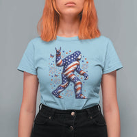 Funny Patriotic Bigfoot T Shirt For Women 4th Of July Freedom