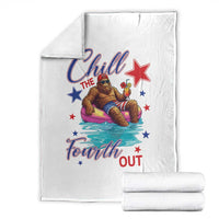 Funny Bigfoot 4th Of July Throw Blanket Chill The Fourth Out