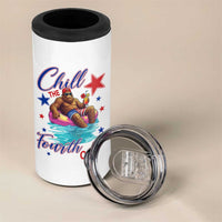 Funny Bigfoot 4th Of July 4 in 1 Can Cooler Tumbler Chill The Fourth Out