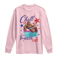 Funny Bigfoot 4th Of July Long Sleeve Shirt Chill The Fourth Out