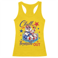Funny Patriotic Persian Cat Racerback Tank Top Chill The Fourth Out