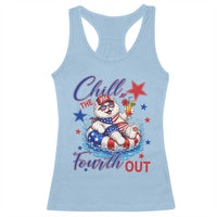 Funny Patriotic Persian Cat Racerback Tank Top Chill The Fourth Out