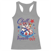 Funny Patriotic Persian Cat Racerback Tank Top Chill The Fourth Out