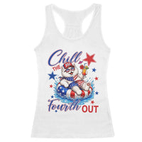 Funny Patriotic Persian Cat Racerback Tank Top Chill The Fourth Out