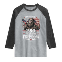 Bigfoot 250 Years Of Freedom Raglan Shirt Patriotic Sasquatch Lover