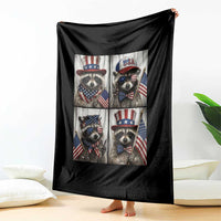 Funny Patriotic Raccoon Selfie Throw Blanket USA Flag Red White And Blue Graphic