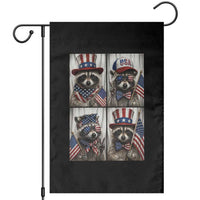 Funny Patriotic Raccoon Selfie Garden Flag USA Flag Red White And Blue Graphic