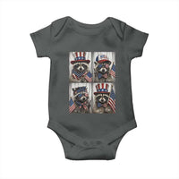 Funny Patriotic Raccoon Selfie Baby Onesie USA Flag Red White And Blue Graphic