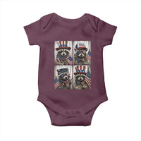 Funny Patriotic Raccoon Selfie Baby Onesie USA Flag Red White And Blue Graphic