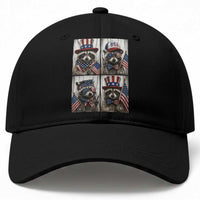 Funny Patriotic Raccoon Selfie Baseball Cap USA Flag Red White And Blue Graphic