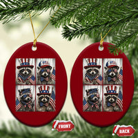 Funny Patriotic Raccoon Selfie Ceramic Ornament USA Flag Red White And Blue Graphic