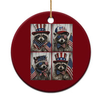 Funny Patriotic Raccoon Selfie Ceramic Ornament USA Flag Red White And Blue Graphic