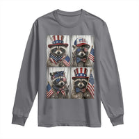 Funny Patriotic Raccoon Selfie Long Sleeve Shirt USA Flag Red White And Blue Graphic