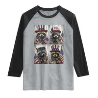Funny Patriotic Raccoon Selfie Raglan Shirt USA Flag Red White And Blue Graphic
