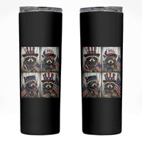 Funny Patriotic Raccoon Selfie Skinny Tumbler USA Flag Red White And Blue Graphic