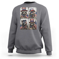 Funny Patriotic Raccoon Selfie Sweatshirt USA Flag Red White And Blue Graphic