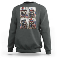 Funny Patriotic Raccoon Selfie Sweatshirt USA Flag Red White And Blue Graphic