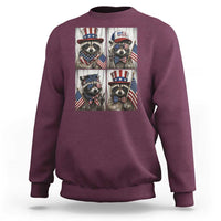 Funny Patriotic Raccoon Selfie Sweatshirt USA Flag Red White And Blue Graphic