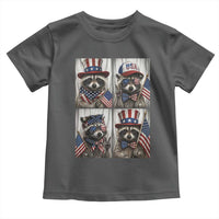 Funny Patriotic Raccoon Selfie Toddler T Shirt USA Flag Red White And Blue Graphic
