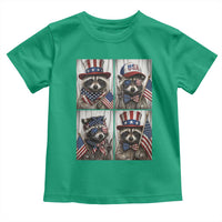 Funny Patriotic Raccoon Selfie Toddler T Shirt USA Flag Red White And Blue Graphic