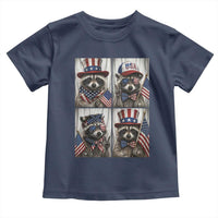 Funny Patriotic Raccoon Selfie Toddler T Shirt USA Flag Red White And Blue Graphic