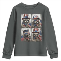 Funny Patriotic Raccoon Selfie Youth Sweatshirt USA Flag Red White And Blue Graphic