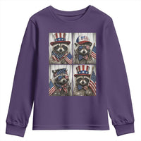Funny Patriotic Raccoon Selfie Youth Sweatshirt USA Flag Red White And Blue Graphic