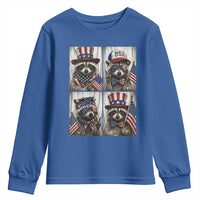 Funny Patriotic Raccoon Selfie Youth Sweatshirt USA Flag Red White And Blue Graphic