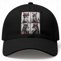 Patriotic Horse Selfie Squad Baseball Cap USA Flag Red White And Blue Graphic