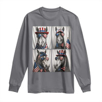 Patriotic Horse Selfie Squad Long Sleeve Shirt USA Flag Red White And Blue Graphic