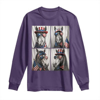 Patriotic Horse Selfie Squad Long Sleeve Shirt USA Flag Red White And Blue Graphic