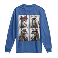 Patriotic Horse Selfie Squad Long Sleeve Shirt USA Flag Red White And Blue Graphic