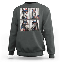 Patriotic Horse Selfie Squad Sweatshirt USA Flag Red White And Blue Graphic