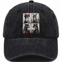 Patriotic Horse Selfie Squad Washed Cotton Baseball Cap USA Flag Red White And Blue Graphic