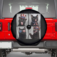 Funny Patriotic Black British Shorthair Cat Selfie Spare Tire Cover