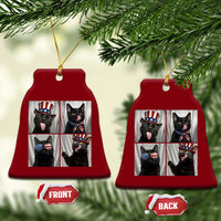 Funny Patriotic Black British Shorthair Cat Selfie Ceramic Ornament